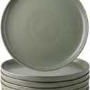 AmorArc Ceramic Dinner Salad Plates Set of 6, Wavy Rim 8.5 Inch Dish Set, The Dessert,Salad, Appetizer, Small Dinner etc Plate,Microwave, Dishwasher Safe, Scratch Resistant - Reactive Matte