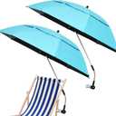 YEXEXINM 2 Pack Double Canopy Umbrella with Clamp 42" Portable Sun Umbrella 360Adjustable Beach Chair Umbrellas with Clip Outdoor Sun Shade for Camping, Wheelchair, Golf Cart, Stroller, Patio Chairs