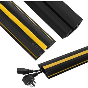 Floor Cord Cover 4.1Ft Heavy Duty PVC Floor Cable Protector Electric Cord Hider Cable Management Floor Strip Extension Cord Covers Cable Raceway for Wires on Floor Inner Channel 1.36" W x 0.43" H