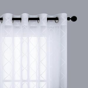 KOUFALL Sheer Curtains 108 Inches Long White Pattern Luxury 9FT Floor Length Curtain Drapes for Living Room Bedroom 2 Panel Set Grommet