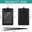 Ireer 48 Pcs ID Badge Holder with Lanyard, PU Leather Card Holder Vertical with Clear ID Access Card Window, Slot for Office Work, School Student, Black