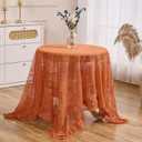 Orange Floral Embroidered Lace Square Tablecloth 55x55 Vintage Table Cover (Orange, 55x55, Square)