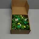 6 Pcs St. Patrick's Day Small Candle Rings Wreaths Mini Pillar Candle Holder Wreath with Green Shamrock Clovers and Daisy Artificial Wreath for Home Kitchen Table Centerpieces Front Door Window Porch