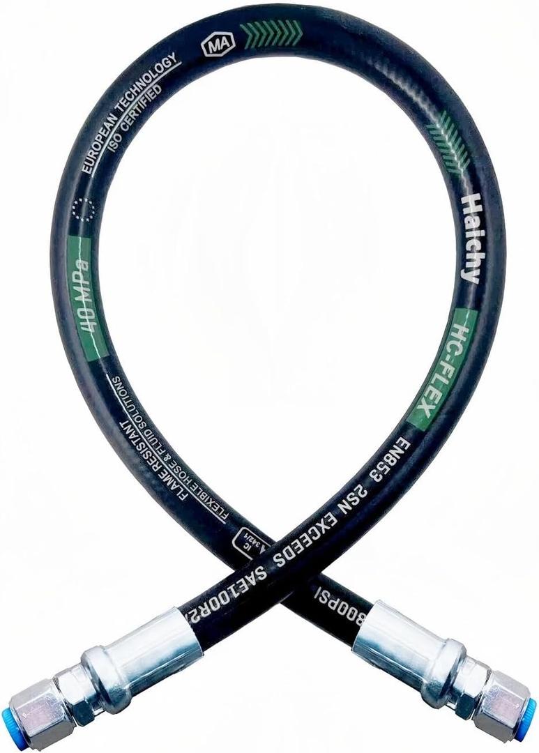 Haichy 26711-12-12-48 Hydraulic Hose Swivel Assembly 3/4" Hydraulic Hose with Female JIC X Female JIC, 48" Long, 3118 PSI