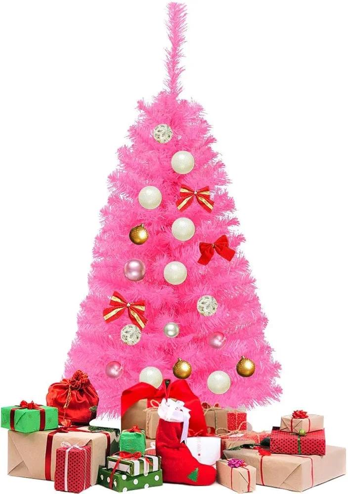 3FT Christmas Tree, Artificial Tabletop Christmas Tree with Stand, Christmas Tree for Home, Party, Office, Holiday Decoration, Pink 3FT Christmas Tree, Artificial Tabletop Christmas Tree with Stand, Christmas Tree for Home, Party, Office, Holiday Decoration, Pink
