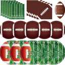 150 Pack Football Party Supplies Kit, Football Party Dinnerware Set Includes Heavy Duty Dessert Dinner Plates and Luncheon Napkins for Football Theme Birthday Party Decorations Table Decor, Serves 50
