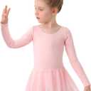 MdnMd Toddler Girls Long Sleeve Ballet Leotards Dresses Dance Skirt Ballerina Tutu Outfits (2-4T)