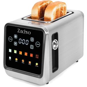 2 Slice Toaster with Smart Touchscreen & Digital Countdown Timer, 1.5" Wide Slot Toaster for Bagels & Bread, 6 Shade Settings, Memory, Defrost & Reheat, Slim Stainless Steel Design for Kitchen