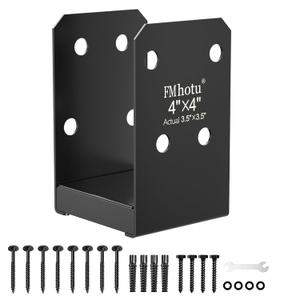4x4 Stainless Steel Post Base,Internal 3.5 x 3.5 Post Anchor Bracket,Deck Post Base Concrete Support Anchor Base for Deck Railing, Fences, Mailboxes(1Pcs Black)