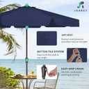 JEAREY 9 FT Patio Umbrella Outdoor, Table Umbrellas Market Umbrella w/Push Button Tilt/Crank, 8 Sturdy Ribs(Navy Blue)