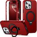 Designed for iPhone 16 Pro Max Case 6.9'' with Magnetic Ring Stand [Military Drop Protection][Compatible with Magsafe] Shockproof 16 Pro Max Phone Case for Men Women,Red 250922