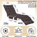 Kigley Outdoor Chaise Lounge Cushions with 3 Side Pocket 74.5 x 22 x 4.7 Inch Patio Chaise Lounge Cushion, Water-Repellent and Fade-Resistant Tufted Summer Replacement(2 Pcs,Dark Brown,Solid Color)