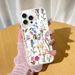 KANGHAR Magnetic Made for iPhone 16 Pro Case Clear Compatible with MagSafe Flowers Floral Pattern Soft TPU Bumper Shockproof Anti-Scratch Phone Cover for iPhone 16 Pro Cases(B)