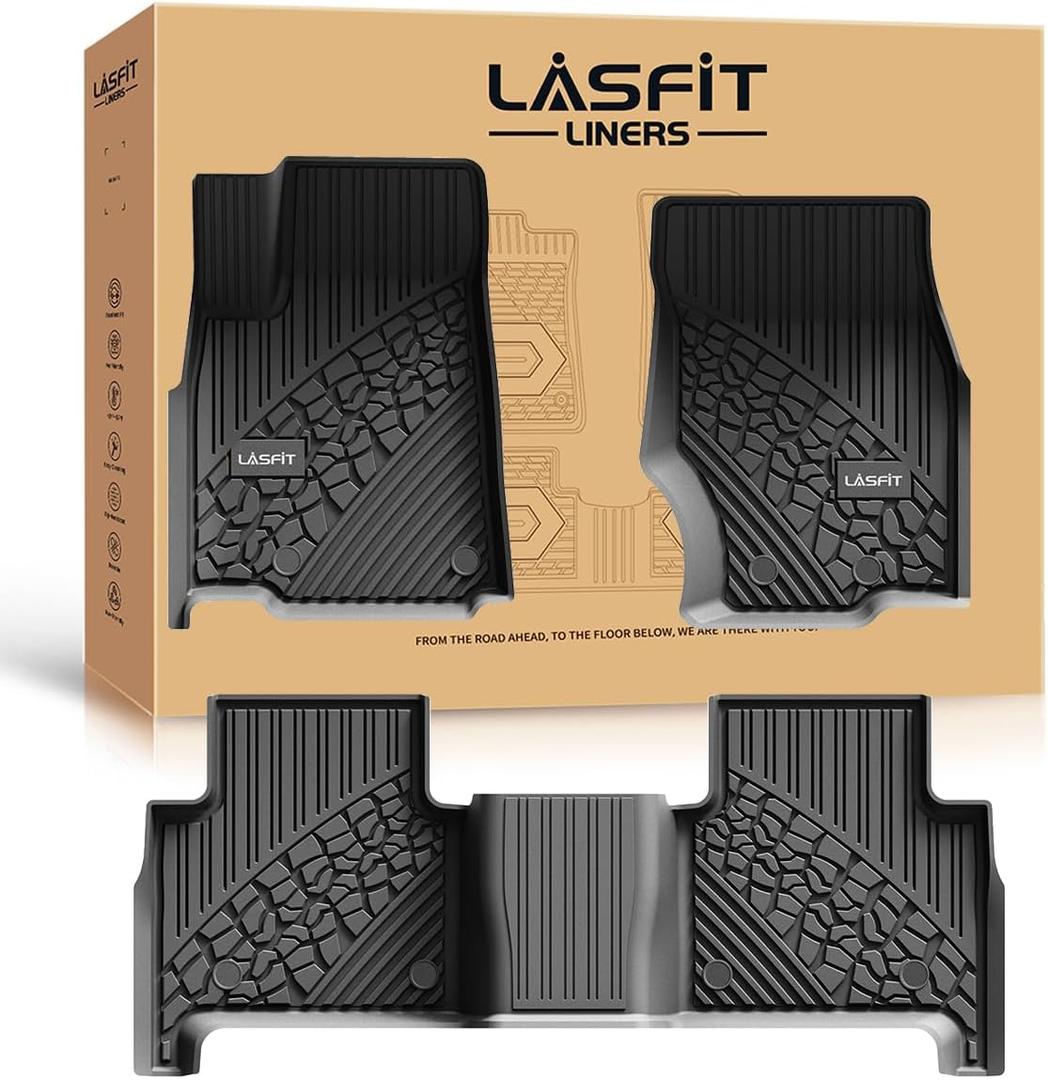 LASFIT Floor Mats for Jeep Grand Cherokee WL 2022-2025 2026 5-Seat (Include 4xe, NOT for L) All Weather TPE Custom Fit Car Mats Floor Liners 1st & 2nd Row, Black