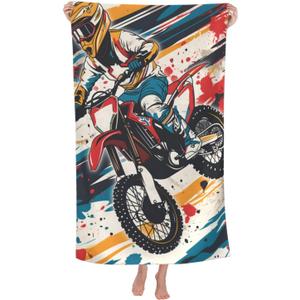Dirt Bike Beach Towel Motocross Sports Sand-Free Microfiber Bath Towel Ultra Soft Quick Dry Pool Towel Absorbent Towel Lightweight Towel Gifts for Outdoor Bathroom Swimming Decor 31inx51in