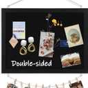 DOLLAR BOSS Black Cork Board with Linen Double-Sided 16''X 12'', Black Cork Boards for Walls, Wood Frame Bulletin Board Hanging Pin Board, Cork Board for Office Home School 1-Pack