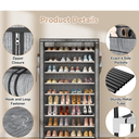 Shoe Rack with Covers 10 Tier Tall Shoe Rack Organizer Large Capacity Shoe Shelf Storage 40 Pairs Space Saving Free Standing Shoe Storage Organizer for Closet, Entryway, Dorm, Printing