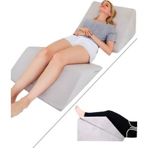 Foam Bed Wedge Pillow Set - Reading Pillow & Back Support Wedge Pillow for Sleeping - 2 Separated Sit Up Pillows - Angled Bed Pillow, Triangle Pillow for Back and Legs Support Gray, 12x24