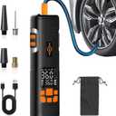 Aneson Tire Inflator Portable Air Compressor, 150PSI Air Pump for Car Tires, LED Light & Auto Shutoff, Cordless Electric Bike Tire Pump with Digital Pressure Gauge for Car, Motorcycle, Bicycle, Ball (Black)