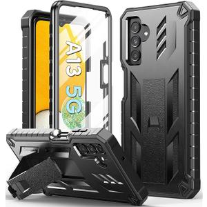 SOiOS for Samsung Galaxy A13 5G Case: TPU Soft Shock Proof Protection | Matte Textured Design Shell - Heavy Duty Military Grade Rugged Cell Phone Protective Cover with Kickstand for A13 5G (Black)