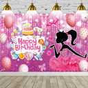 Princess Birthday Party Backdrop Photography Background Pink Party Banner for Girl Birthday Party Baby Shower Cake Table Decorations Happy Birthday Banner,71x45 inch