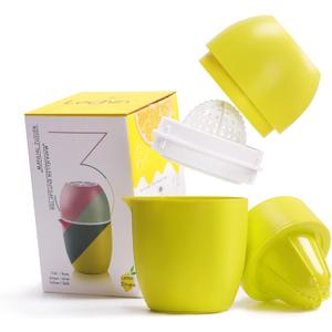 Hand Juicer - Citrus Juicer with Lemon Shape - Hand Lemon Juicer with Two Press Options for Different Fruits (Yellow)