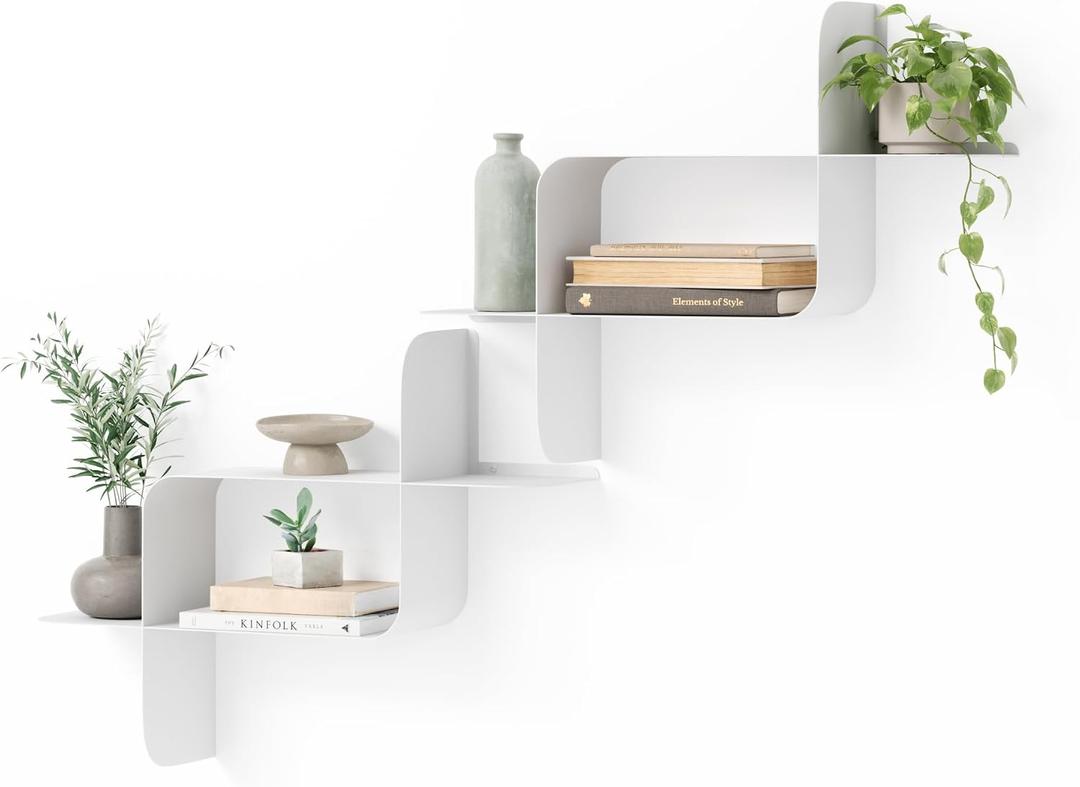 Umbra Montage Floating Wall Shelf, Metal, Set of 2, White