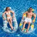 2 Pack Pool Floats Adult Heavy Duty-Adult Pool Float Lounger with Cup Holders, Backrest & Footrest Pool Lounge Float Pool Floaties Rafts for Beach Lake Party(Pink, Blue)