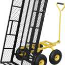 GarveeLife 900 LBS Garden Dump Cart with Removable Sidewalls, Heavy Duty Steel Dump Wagon with 180° Swivel Handle & 10 in Tires, Yard Cart Utility Wheelbarrow for Backyard Farm