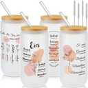 Tioncy 4 Pcs Spanish Christian Glass Cups 16 oz with Lids Straw and Brush Inspirational Religious Jesus Easter Gifts for Mom Girlfriend