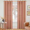 YoungsTex Rust Terracotta Linen Curtains 80 Inch Length, Burnt Orang Light Filtering Drapes with Bronze Grommet Privacy for Farmhouse Bedroom Living Room Windows, 52 x 80 Inch, 2 Panels