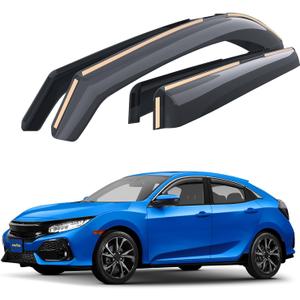 Goodyear Shatterproof in-Channel Window Deflectors for Honda Civic 2016-2021 Hatchback, Rain Guards, Window Visors for Cars, Vent Deflector, Car Accessories, 4 pcs - GY007839