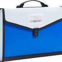 Legal Size 13-Pockets Expanding File Folder with Handle, Plastic Accordion Filling File Folder Expandable Monthly Portable Paper Document Organizer for Office School & Home (Blue)