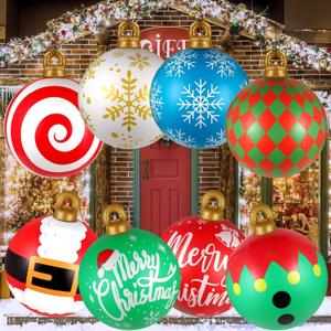 8 Pcs Inflatable Ornaments Balls Outdoor - 24 Inch Large Inflatable Christmas Ornaments, Reusable Blow Up Christmas Ornaments, PVC Inflatable Christmas Balls Decorations for Yard | Tree | Lawn | Pool