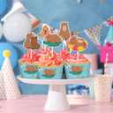 96 Pcs Capybara Cupcake Toppers and Wrappers Cute Animal Cake Decorations Capybara Cupcake Picks and Liners for Baby Shower Birthday Party Supplies