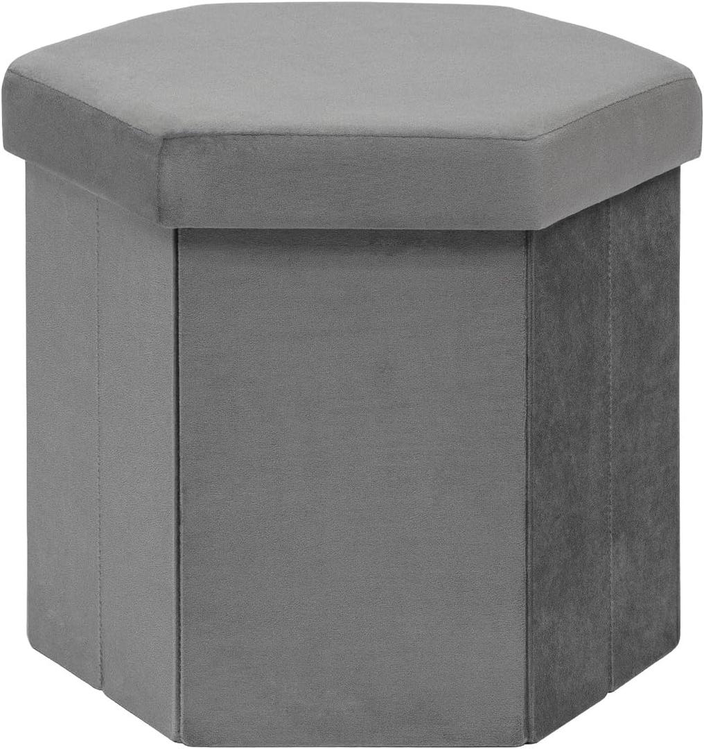 B FSOBEIIALEO Storage Ottoman Cube,15" Hexagonal Velvet Pouf Ottomans, Grey
Foldable Foot Rest Padded Seat for Sofa, Entryway Shoe Footstool for Living Room/Bedroom/Entrway