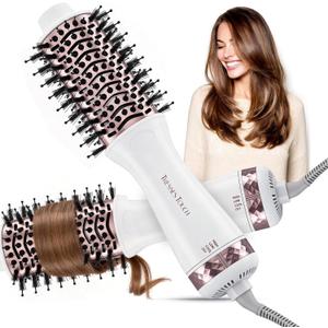 4-in-1 Hair Dryer Brush, Mini Blow Dryer Brush 2 Inch, Travel Brush Dryer Mini for Hot Air/Cold Setting/Styler/Volumizer/Straightener/Curler