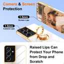 Gritup for Samsung Galaxy S21 Ultra Case: with 2Pcs Screen Protector, 360 Rotation Ring Holder Magnetic Kickstand Plating Gold Edge Soft TPU Shockproof Protective Cover for S21 Ultra, White