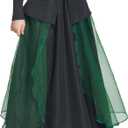 IKALI Women Gothic Witch Costume with Halloween Hat, Medieval Fairytale Witch Fancy Dress Up for Adults Big Girls (Black)