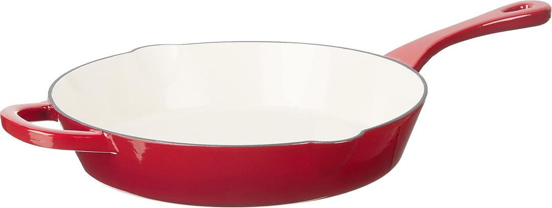 Crock Pot Artisan 12 Inch Enameled Cast Iron Round Skillet, Scarlet Red