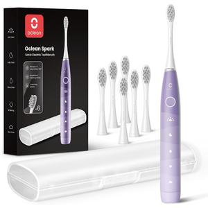 Oclean Electric Toothbrush for Adults, 150 Days Battery Life Electric Toothbrush, USB Rechargeable Sonic Travel Toothbrush with 6 Brush Heads & Travel Case, 5 Modes and Smart Timer, Purple