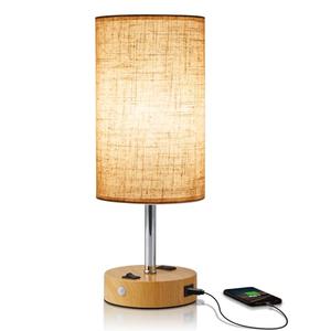 lifeholder Table Lamp with Motion Sensor or Constant on Mode, USB Lamp Include One LED Bulb, Built in 1 USB Port & 1AC Outlet, Bedside Lamp Idea for Bedroom, Hallway, Bath Room