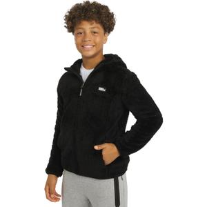 Eddie Bauer Boys' Quest Plush High Pile Faux Sherpa Hooded Jacket (Black, XS)