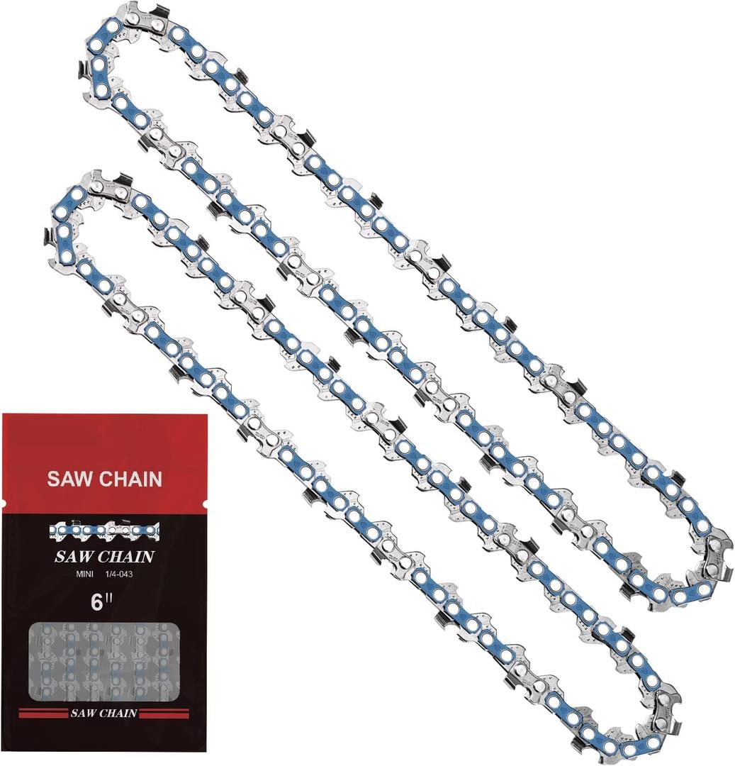 Saker 6 Inch Mini Chainsaw Chain Replacement, 2 Pcs Chains for Saker Portable Electric Chainsaw Cordless, Wear-resistant and Durable, Fast and Smooth Sawing Chains for Pruning Shears and Wood Cutting