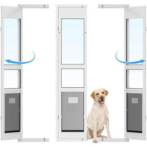 Dog Door for Sliding Glass Door with Magnetic Flat, Installed on Either Left or Right SideSliding Door Pet Doggie Door Insert with Lock, Adjustable Height No-Cut Required Doggy Door, Extra Large 14.5''23.4'' Flap Size