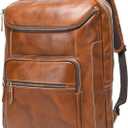 LANNSYNE Vegetable Tanned Leather Backpack For Men, 17" Laptop Backpack, Casual Outdoor Business Travel Rucksack, YKK Zippers