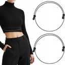 Sibba 2Pcs Crop Tuck Band, Adjustable Crop Top Band Elastic Stretch Waist Belt, Shirts Tucking Bands Sweater Cropping Belt for Girl Change Style of Clothes, Black