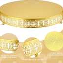 Wenqik Gold Cake Stand 16 Inch Metal Round Cupcake Dessert Stand with Cake Cutting, Spatula Xmas Cupcake Pastry Display Candy Holder Display for Wedding Birthday Party