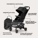 Mompush Velo Lightweight Travel Stroller, Compact & Airplane-Friendly for Baby and Toddler, Lie-Flat Seat, One-Hand Fold, with Leather Bumper Bar, Shoulder Strap, Raincover, Storage Bag & Cup Holder