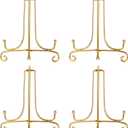 4 Pack Display Stand, BetterJonny 8" Iron Gold Easel Plate Holder Stand for Displaying Pictures, Photo Frames, Decorative Plates, Book and Tabletop Artworks